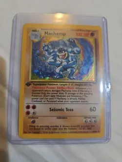 Pokemon TCG Machamp First Edition 8/102 1995 Holo Card MP Base Set Pokemon Rare! - Image 1