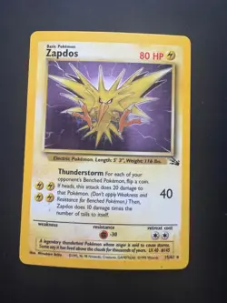 Pokemon Card – Zapdos Holo – 15/62 – Fossil – 1999 - Image 1
