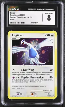 CGC 8 Lugia 2007 Secret Wonders 14/132 Holo SWIRL Pokemon Card - Image 1