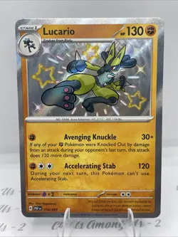Lucario 174/091🌟SV: Paldean Fates SHINY Rare Holo Pokemon TCG Card NM Condition - Image 1