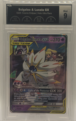 Solgaleo & Lunala GX 75/236 Cosmic Eclipse Tag Team Holo PCG 9 Mint Pokemon Card - Image 1