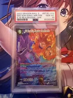 DRAGON BALL SUPER CARD GAME REALM OF THE GODS SPR #BT16-024 SSG GOKU PSA10 - Image 1