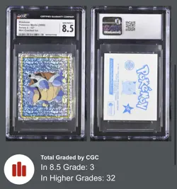 Pokemon 2000 Topps Merlin Series 2 Cracked Ice #127 Blastoise CGC 8.5 MINT+ - Image 2