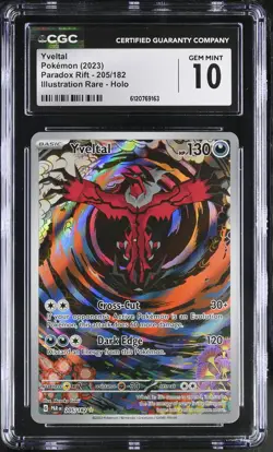 CGC 10 Yveltal 205/182 Illustration Rare Paradox Rift Pokemon Card - Image 1