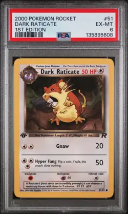 2000 POKEMON ROCKET 1ST EDITION #51 DARK RATICATE PSA 6 - Image 1