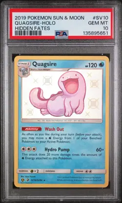 2019 POKEMON SUN & MOON HIDDEN FATES #SV10 QUAGSIRE-HOLO PSA 10 - Image 1