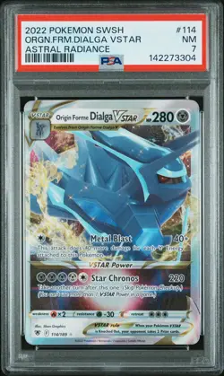 2022 POKEMON SWORD & SHIELD ASTRAL RADIANCE #114 ORIGIN FORME DIALGA VSTAR PSA 7 - Image 1