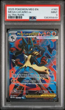 2025 POKEMON MEG EN-MEGA EVOLUTION ULTRA RARE #160 MEGA LUCARIO EX PSA 9 - Image 1