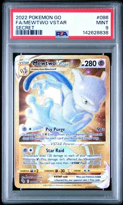 2022 POKEMON GO SECRET #086 FULL ART/MEWTWO VSTAR PSA 9 - Image 1
