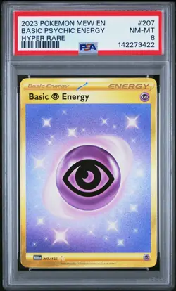 2023 POKEMON MEW EN-151 HYPER RARE #207 BASIC PSYCHIC ENERGY PSA 8 - Image 1