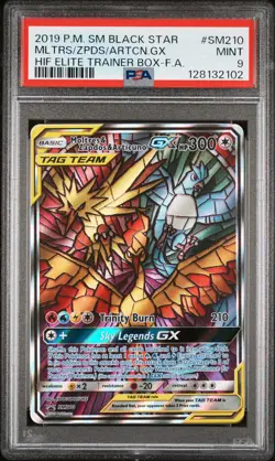 2019 POKEMON SM BLACK STAR PROMO FULL ART/MOLTRES & ZAPDOS & ARTICUNO GX PSA 9 - Image 1