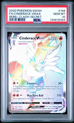 2020 POKEMON SWORD & SHIELD REBEL CLASH SECRET FULL ART/CINDERACE VMAX PSA 10 - Image 1