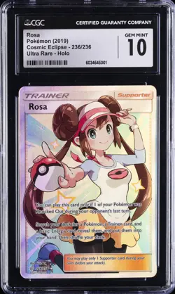 2019 POKEMON COSMIC ECLIPSE ULTRA RARE #236 ROSA CGC 10 GEM MINT - Image 1