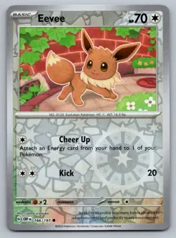 Eevee 166/197 - Reverse Holo Common - Obsidian Flames - Pokemon - NM - Image 1