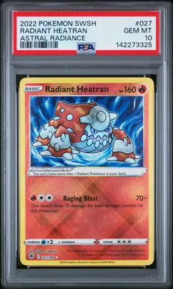2022 POKEMON SWORD & SHIELD ASTRAL RADIANCE #027 RADIANT HEATRAN PSA 10 - Image 1