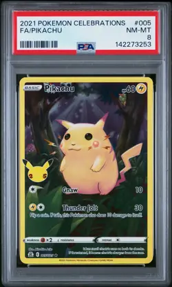 2021 POKEMON CELEBRATIONS #005 FULL ART/PIKACHU PSA 8 - Image 1