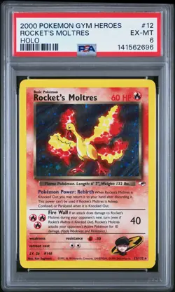 2000 POKEMON GYM HEROES HOLO #12 ROCKET'S MOLTRES PSA 6 - Image 1