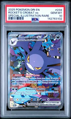 2025 POKEMON DRI SPECIAL ILLUSTRATION RARE #234 TEAM ROCKET'S CROBAT EX PSA 10 - Image 1