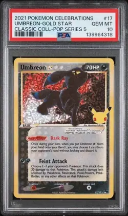 PSA 10 Umbreon Gold Star 17 Celebrations Classic 2021 Pokemon - Image 1