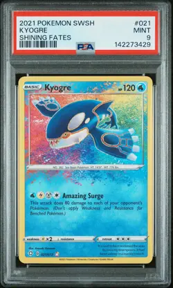 2021 POKEMON SWORD & SHIELD SHINING FATES #021 KYOGRE PSA 9 - Image 1