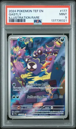 2024 POKEMON TEF EN-TEMPORAL FORCES ILLUSTRATION RARE #177 GASTLY PSA 9 - Image 1