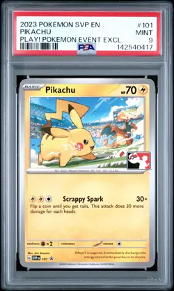 2023 POKEMON SVP EN-SV BLACK STAR PROMO #101 PIKACHU PSA 9 - Image 1
