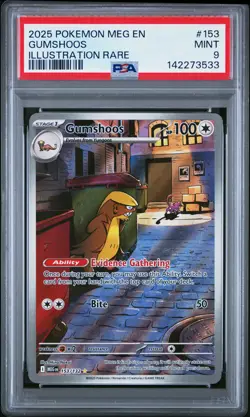 2025 POKEMON MEG EN-MEGA EVOLUTION ILLUSTRATION RARE #153 GUMSHOOS PSA 9 - Image 1