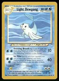 Pokemon Tcg Light Dewgong #45 Pokemon Neo Destiny MP - Image 1