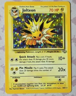 Pokemon TCG Jolteon Jungle Holo Card 4/64 Unlimited Rare, NM condition - Image 1