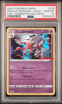 2022 Pokemon SWSH #076 Hisuian Zoroark Gamestop Exclusive PSA 10 - Image 1