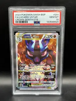 Pokemon TCG Crown Zenith ETB #SWSH291 Lucario VSTAR Promo PSA 10 GEM MT - Image 1