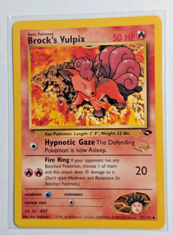 Brock's Vulpix 37/132 Gold W Stamp Uncommon Gym Challenge 2000 Pokemon NM/LP - Image 1