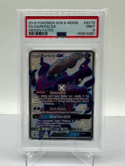 Pokemon TCG Sun & Moon Hidden Fates Darkrai GX Shiny Holo Rare PSA 9 Mint - Image 1