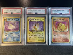 Pokemon Trio Set Japanese Rocket Dark Jolteon Dark Flareon Dark Vaporeon PSA9 - Image 1