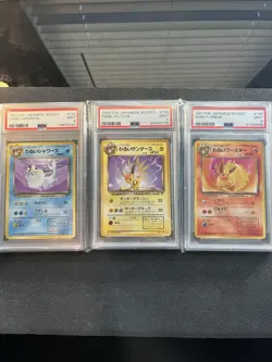 Pokemon Trio Set Japanese Rocket Dark Jolteon Dark Flareon Dark Vaporeon PSA9 - Image 3
