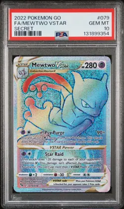 2022 POKEMON GO SECRET #079 FULL ART/MEWTWO VSTAR PSA 10 - Image 1