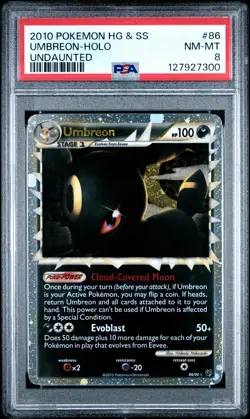 2010 POKEMON HEARTGOLD & SOULSILVER UNDAUNTED #86 UMBREON-HOLO PSA 8 - Image 1