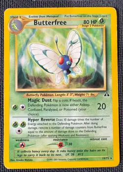 BUTTERFREE 19/75 RARE NEO DISCOVERY POKEMON HP - Image 1