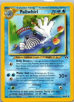 Pokemon TCG Poliwhirl 44/75 Neo Discovery LP - Image 1