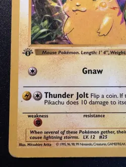 First Edition Shadowless Pikachu 58/102 Base Set Pokemon Card Rare HP - Image 5