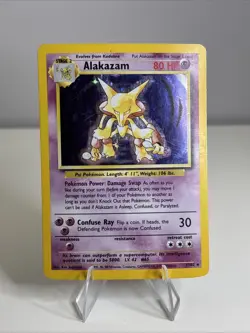 Pokemon Alakazam Base Set Holo Rare 1/102 Psychic Card 1999 HEAVY PLAY - Image 1