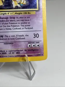 Pokemon Alakazam Base Set Holo Rare 1/102 Psychic Card 1999 HEAVY PLAY - Image 4