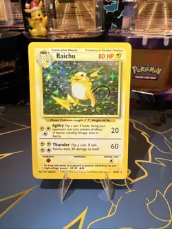 Pokemon TCG Raichu Holo Rare Base Set 14/102 WOTC 1999 Vintage Holo Card - Image 1