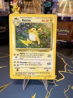 Pokemon TCG Raichu Holo Rare Base Set 14/102 WOTC 1999 Vintage Holo Card - Image 2