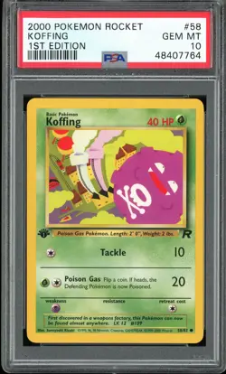 PSA 10 Koffing 1st Edition Team Rocket 58/82 Pokemon Card - Image 1