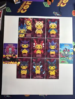Hearts Holo❤x11 Pikachu Poncho Pokemon Cards Lot Team Rocket Database Non-tcg - Image 1