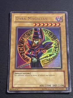 Dark Magician LOB-005 Ultra Rare Vintage Yu-Gi-Oh Card Moderately Played MP - Image 1