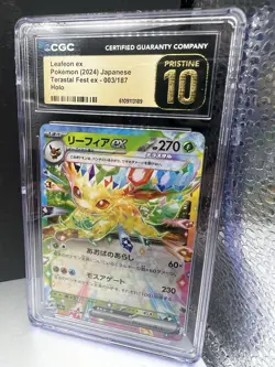 🔥🔥CGC 10 PRISTINE Leafeon Ex 2024 003/187 HOLO Terastal Festival Pokemon Card - Image 2