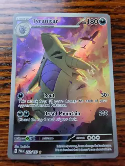 Pokemon TCG Tyranitar Holo Card 222/193 Sv02 Paldea Evolved Illustration Rare Nm - Image 1
