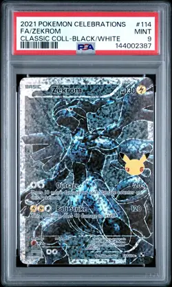 2021 POKEMON CELEBRATIONS CLASSIC COLLECTION 114 FULL ART ZEKROM PSA 9 MINT - Image 1